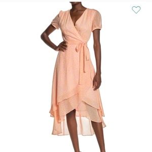 Betsy Johnson pastel pink leopard wrap dress